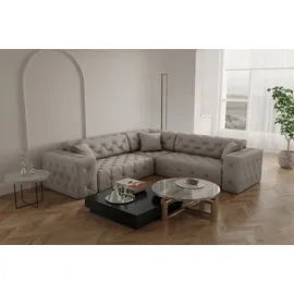 Fun Möbel Ecksofa Designersofa CHANTAL in Stoff Opera Velvet Cream Seite Universal - Beige