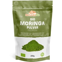 Moringa Oleifera Bio Pulver - Premium-Qualität - 200g. Organic Moringa Powder, Organisch, Original und Rein. Blätter des Moringa Oleifera Baum. NaturaleBio. Natürliches Bio-Produkt.