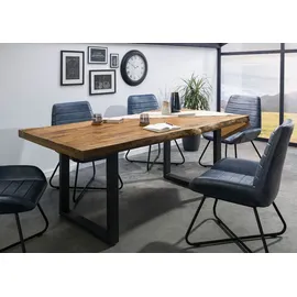 MASSIVMOEBEL24.DE MASSIVMOEBEL24 Baumtisch Mango 200x100x77 natur lackiert / U-Beine anthrazit matt FREEFORM 5 - Grau