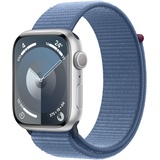 Apple Watch Series 9 GPS 45 mm Aluminiumgehäuse silber, Sport Loop winterblau One Size