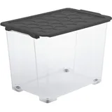 Rotho Evo Safe Keeping Aufbewahrungsbox 65l mit Deckel und Rädern, lebensmittelechter Kunststoff (PP) BPA-frei, anthrazit, 65l (59.0 x 39.5 x 41.2 cm)