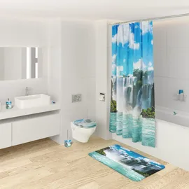 Sanilo Duschvorhang Wasserfall 180 x 200 cm blau
