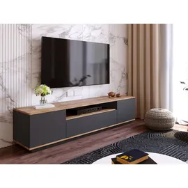 vente-unique LOTULA TV-Lowboard 180 cm Grau MDF/Spanplatte