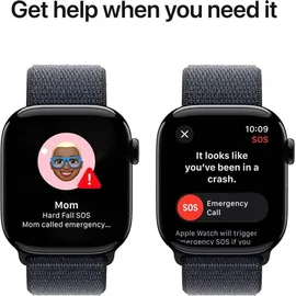 Apple Watch Series 10 GPS + Cellular 42 mm Aluminiumgehäuse diamantschwarz Sport Loop tinte