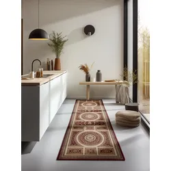 Teppich NORTHRUGS "Guzara", rot, B:80cm H:8mm L:240cm, Polypropylen, Teppiche, Orient Optik, Läufer, strapazierfähig, pflegeleicht, robust