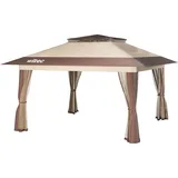 Wiltec Faltpavillon Moskitonetz 4x4m beige, Gartenpavillon Partyzelt Pavillion (400 cm, 400 cm)