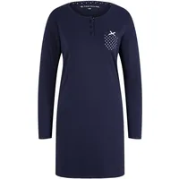 Tom Tailor Damen Pyjama-Kleid mit Brusttasche, blau, Gepunktet, Gr.