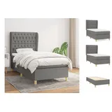 vidaXL Boxspringbett mit Matratze Dunkelgrau 90x190 cm Stoff