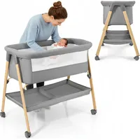 Moby-System Babybett freistehend & faltbar mit Matratze und Rollen – Moby-System Mili grau, 0–6 Monate,