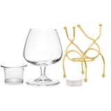 Vinology Brandy Warmer Set Deluxe Gold