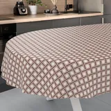 Wachstuch-Tischdecke Tischdecke abwaschbar Wachstuch Garten-Tischdecke Outdoor Indoor Oval 200x140cm Schnittkante Karo Beige