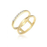 Elli Ringe - Ring Verlobungsring Doppelring Topas Stein 375 Gel - Gr. 54 MM - in Gold - für Damen