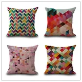 Kissenbezug 80x80 Geometrisch Bunt Kissenbezug 80x80 Sanft Baumwolle und Leinen Kopfkissenbezug 80x80 mit Reißverschluss Dauerhaft Kissenbezüge 80x80 Knitterfreie Starke Atmungsaktivität 4 Pcs