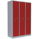 Lüllmann 6er Z-Spind Umkleideschrank Stahl Kleiderschrank Garderobenschrank Lichtgrau 180 x 1185 x 50 cm / 525124
