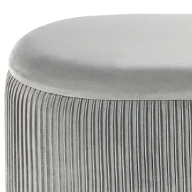 Beliani Pouf mit Stauraum Stoff 55 x 41 x 35 cm Hellgrau