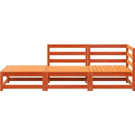 vidaXL Gartensofa mit Fußhocker 2-Sitzer wachsbraun Kiefer