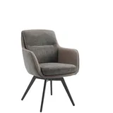 Livetastic Armlehnstuhl, Grau, Metall, Textil, Uni, Drehkreuz, Stativgestell, 62x92x68 cm, inklusive Armlehnen, Sitzfläche 180° drehbar, automatische Rückholfunktion, Esszimmer, Stühle, Esszimmerstühle, Armlehnenstühle