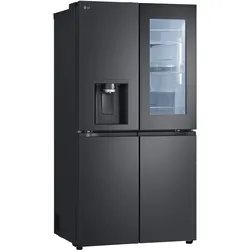 LG Multi Door "GMG960EVEE", E (A-G), silber (essence schwarz steel), B:91,4cm H:179,2cm T:72,9cm, Kühlschränke, InstaView: zweimal klopfen, reinschauen mit Craft Ice - Spender