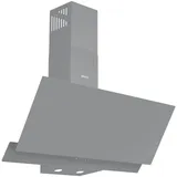 Wiggo A942G Dunstabzugshaube 90cm kopffrei I Abluft Umluft Dunstabzug 626m3/h - Touch-Display 4 Stufen I Energieeffizienzklasse A Schräghaube inkl. 2x Kohlefilter I Abzugshaube Glasfront grau
