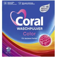 Coral Waschpulver Color effektives Colorwaschmittel für saubere Farben 22 WL