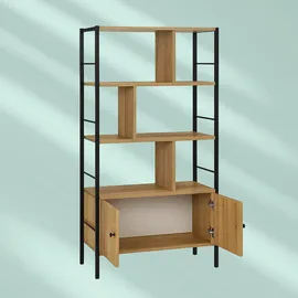 Relaxdays Bücherregal mit Unterschrank 154,5 x 74 x 30 cm Braun/Schwarz