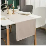 simurq Tischläufer Abwaschbar – Wasserabweisend -Lotuseffekt | Tischläufer Outdoor - Pflegeleicht | tischläufer beige Creme | Table Runner Tischband (Beige, 30x140 cm)