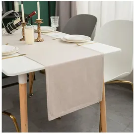 simurq Tischläufer Abwaschbar – Wasserabweisend -Lotuseffekt | Tischläufer Outdoor - Pflegeleicht | tischläufer beige Creme | Table Runner Tischband (Beige, 30x140 cm)