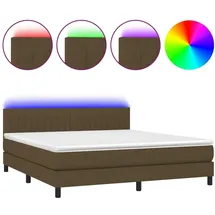 vidaXL Boxspringbett mit Matratze & LED Dunkelbraun 180x200 cm Stoff