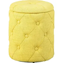 Hocker INOSIGN "Yapak", gelb (gelbgrün), B:34cm H:40cm T:34cm, 100% Polyester, Hocker, Pouf mit Stauraum