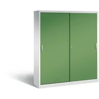C+P Schiebetürenschrank Stahl 160,0 x 40,0 x 195,0 cm grau/grün abschließbar