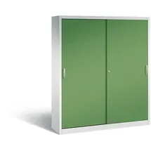 C+P Schiebetürenschrank Stahl 160,0 x 40,0 x 195,0 cm grau/grün abschließbar
