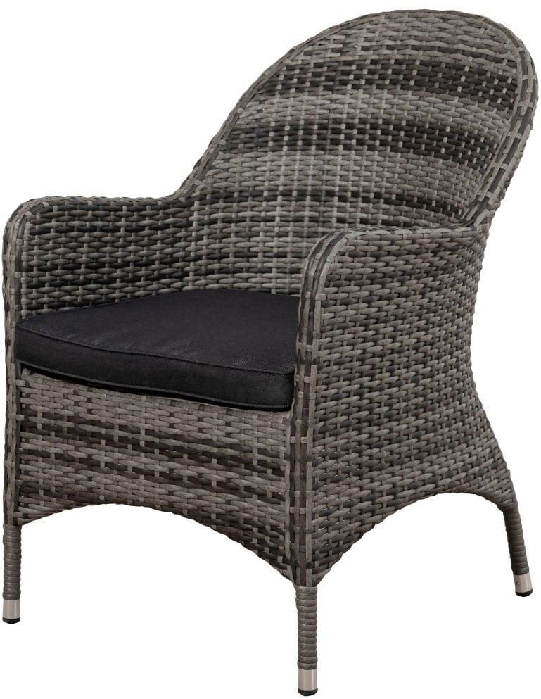 Mandalika Garden LILLE Polyrattan Diningsessel mit Alu-Gestell - blackpearl