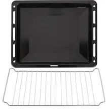 ICQN Backblech & Gitter 460 × 370 × 30 mm, Kompatibel mit Beko, Bosch, Grundig & Samsung, Emailliertes Backblech & Verchromtes Gitter