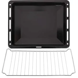 ICQN Backblech & Gitter 460 × 370 × 30 mm, Kompatibel mit Beko, Bosch, Grundig & Samsung, Emailliertes Backblech & Verchromtes Gitter