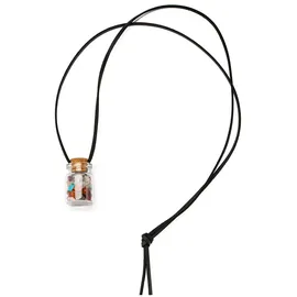 FIRETTI Kette mit Anhänger "Schmuck Geschenk Edelsteinmix", bunt (transparent, schwarz, rot, weiß, lila, orangerot, türkis), Halsketten, Damen, Glas Leder, L: 55 B: 2mm, Glas, Leder, Made in Germany - mit Achat, Bergkristall, Amethyst, Karneol, Türkis, B:2mm