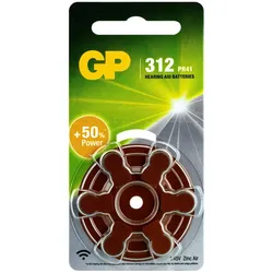 ZA312 GP Zink-Luft Hörgerätebatterie 1,4V 6 Stück