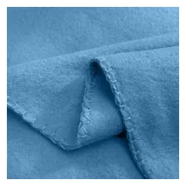 Wometo 2er Set Polar Fleecedecke oekoTex 130x160 ca. 400g mit Anti-Pilling und Kettelrand blau Mittelblau