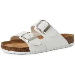 Pantolette TAMARIS, Damen, Gr. 41, weiß, Lederimitat, casual, Schuhe, Sommerschuh, Schlappen mit gepolstertem Fußbett