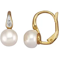 Firetti Paar Ohrhänger »Schmuck Geschenk Silber 925 Ohrschmuck Ohrringe Tropfen«, mit Süßwasserzuchtperle - mit Diamanten,