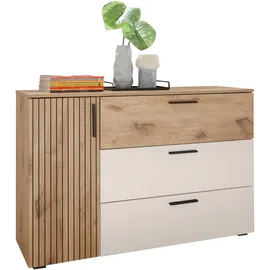 SchlafKONTOR Kombikommode Daria 125 x 82,6 x 40 cm Beige / Weiß