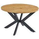 HOME DELUXE Esstisch Rund Ausziehbar AVENTURA inkl. Sternfuß - 120 x 120 cm (inkl. bodenschonendes Metallgestell), Esszimmertisch, Küchentisch, Holztisch beige