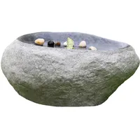 Dehner Gartenbrunnen Rock mit LED Beleuchtung, ca. 60 x 40 x 27.5 cm, grau