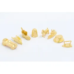 Monopoly Figuren GOLD (Hut, Auto, Hund, Schiff, Fingerhut, Schuh, Schubkarre, Bügeleisen)