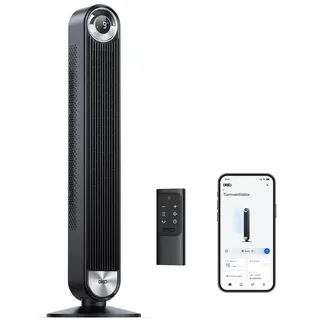 DREO Smart Leiser Turmventilator mit Kühlung, 106cm WiFi Alexa Tower Fan, 90° oszillierender Ventilator, Fernbedienung 9-Geschwindigkeit 4 Modi 12 Std Timer Sprachsteuerung, Cruiser Pro T2S, Schwarz