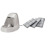 PetSafe Drinkwell Trinkbrunnen Platin, Filtert Wasser für Hunde und Katzen, BPA-freier Kunststoff, 5 L Fassungsvermögen & Ersatz-Aktivkohlefilter für PetSafe Drinkwell Trinkbrunnen Premium, 3er-Pack