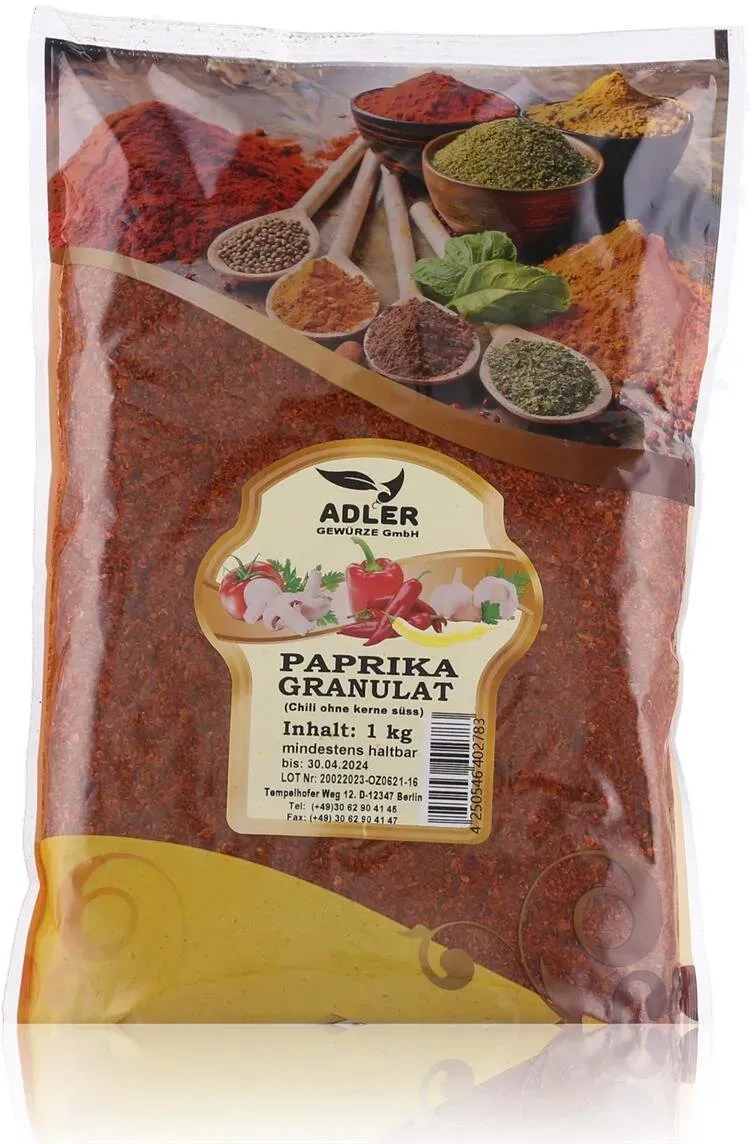 Adler Gewürze Paprika Granulat ohne Kerne süss 1000g