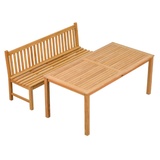 Garten Essgruppen wetterfeste Teak Sitzgruppe aus 1 Bank 180 cm und 1 Tisch 180 x 90 cm hochwertiges Set aus Teak Gartenbank und Esstisch - Naturbelassen