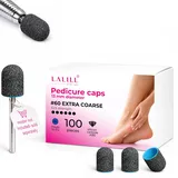 LALILL Schleifkappen LUX 100 Stück – Grafit Fräskappen für Nagelfräser – Maniküre, Pediküre & Podologie – Aufsätze für Fußpflege, Hornhautentfernung, Nagelmodellage, 13mm 80er Körnung