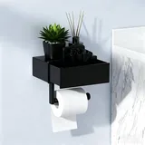 Shuqio Schwarzer Toilettenpapierhalter Ohne Bohren mit Feuchttücherbox