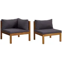 vidaXL Sofa-Set 2-tlg. grau Akazie